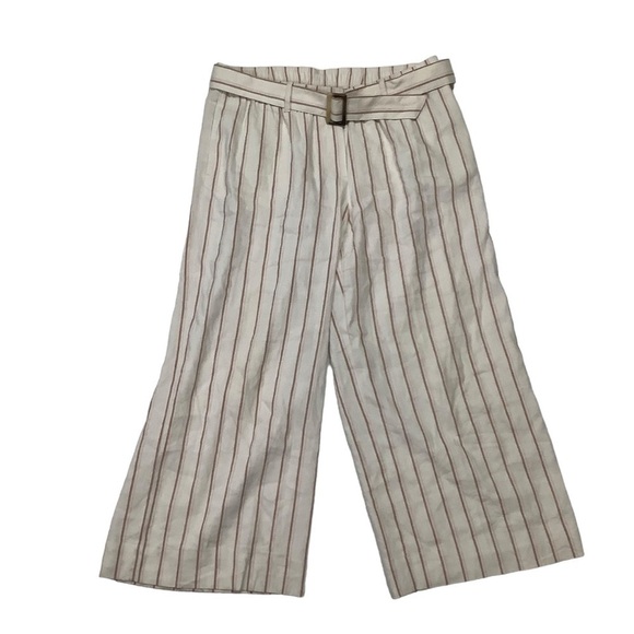 J. Jill Linen Stretch Jenna Crop Pants Striped Wide Leg Size Medium - Picture 2 of 10